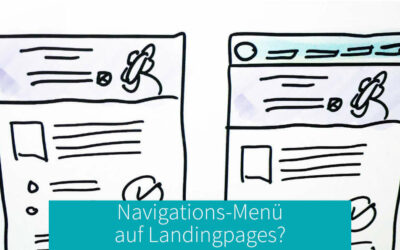 Skizzen von Landingpages und ein Fragezeichen