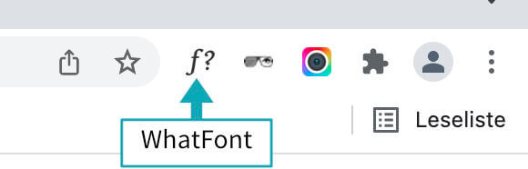 Browserleiste mit Icon zum Aufrufen von WhatFont Browserleiste mit Icon zum Aufrufen von WhatFont
